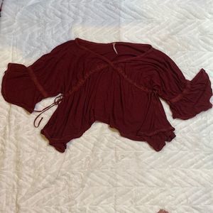 *sold*Free People Burgundy Peasant Top